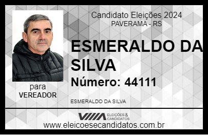 Candidato ESMERALDO DA SILVA 2024 - PAVERAMA - Eleições