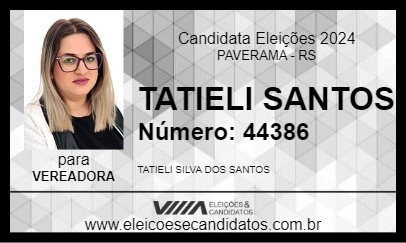 Candidato TATIELI SANTOS 2024 - PAVERAMA - Eleições