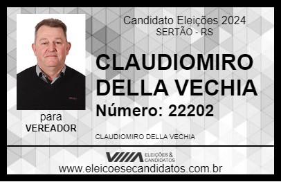 Candidato CLAUDIOMIRO DELLA VECHIA 2024 - SERTÃO - Eleições