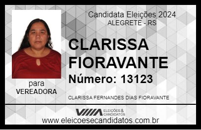 Candidato CLARISSA FIORAVANTE 2024 - ALEGRETE - Eleições