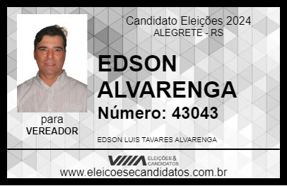 Candidato EDSON ALVARENGA 2024 - ALEGRETE - Eleições