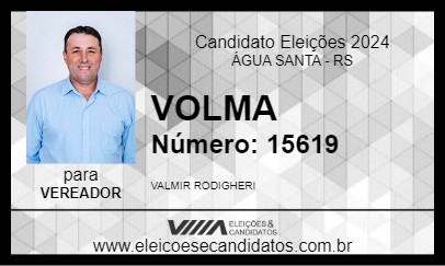 Candidato VOLMA 2024 - ÁGUA SANTA - Eleições