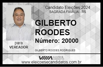 Candidato GILBERTO ROODES 2024 - SAGRADA FAMÍLIA - Eleições