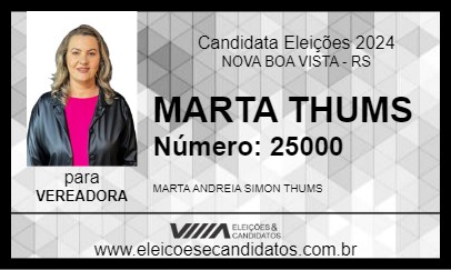 Candidato MARTA THUMS 2024 - NOVA BOA VISTA - Eleições