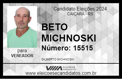 Candidato BETO MICHNOSKI 2024 - CAIÇARA - Eleições