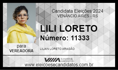 Candidato LILI LORETO 2024 - VENÂNCIO AIRES - Eleições