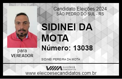 Candidato SIDINEI DA MOTA  2024 - SÃO PEDRO DO SUL - Eleições