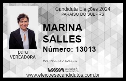 Candidato MARINA SALLES 2024 - PARAÍSO DO SUL - Eleições