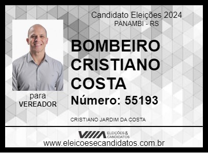 Candidato BOMBEIRO CRISTIANO COSTA 2024 - PANAMBI - Eleições