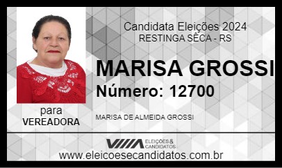 Candidato MARISA GROSSI 2024 - RESTINGA SÊCA - Eleições