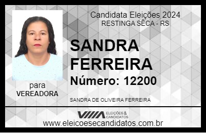 Candidato SANDRA FERREIRA 2024 - RESTINGA SÊCA - Eleições