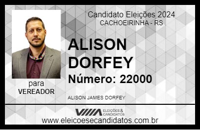 Candidato ALISON DORFEY 2024 - CACHOEIRINHA - Eleições