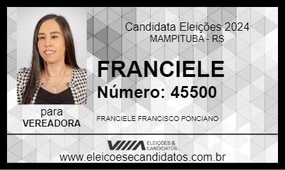 Candidato FRANCIELE 2024 - MAMPITUBA - Eleições