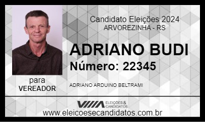 Candidato ADRIANO BUDI 2024 - ARVOREZINHA - Eleições