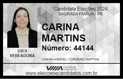 Candidato CARINA MARTINS 2024 - SAGRADA FAMÍLIA - Eleições