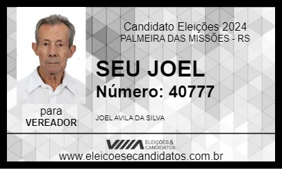 Candidato SEU JOEL 2024 - PALMEIRA DAS MISSÕES - Eleições