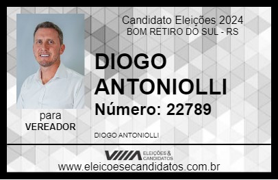 Candidato DIOGO ANTONIOLLI 2024 - BOM RETIRO DO SUL - Eleições