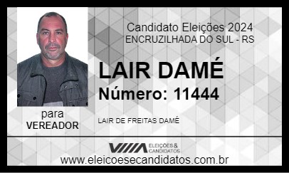 Candidato LAIR DAMÉ 2024 - ENCRUZILHADA DO SUL - Eleições