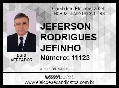 Candidato JEFERSON RODRIGUES JEFINHO 2024 - ENCRUZILHADA DO SUL - Eleições