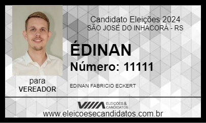 Candidato ÉDINAN 2024 - SÃO JOSÉ DO INHACORÁ - Eleições