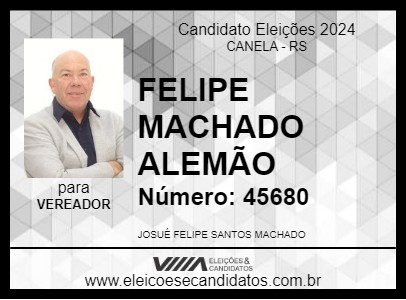 Candidato FELIPE MACHADO ALEMÃO 2024 - CANELA - Eleições