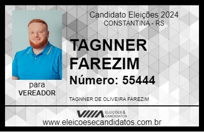 Candidato TAGNNER FAREZIM 2024 - CONSTANTINA - Eleições