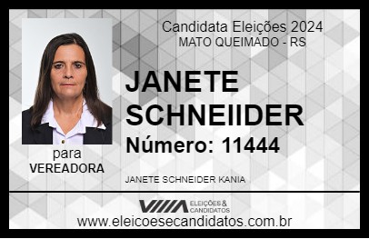 Candidato JANETE SCHNEIIDER 2024 - MATO QUEIMADO - Eleições