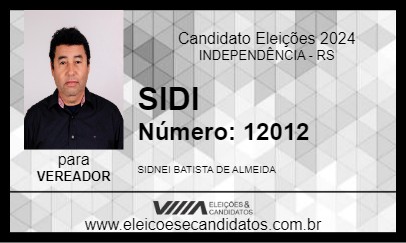 Candidato SIDI 2024 - INDEPENDÊNCIA - Eleições