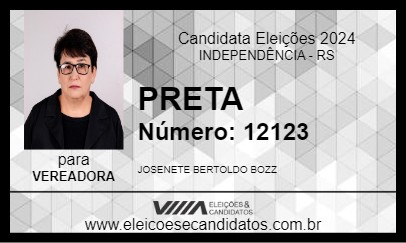 Candidato PRETA 2024 - INDEPENDÊNCIA - Eleições