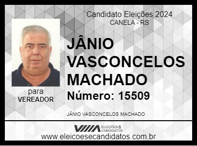 Candidato JÂNIO VASCONCELOS MACHADO 2024 - CANELA - Eleições