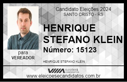 Candidato HENRIQUE STEFANO KLEIN 2024 - SANTO CRISTO - Eleições