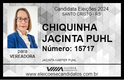 Candidato CHIQUINHA  JACINTA PUHL 2024 - SANTO CRISTO - Eleições