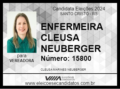 Candidato ENFERMEIRA CLEUSA NEUBERGER 2024 - SANTO CRISTO - Eleições