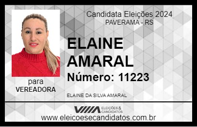 Candidato ELAINE AMARAL 2024 - PAVERAMA - Eleições