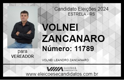 Candidato VOLNEI ZANCANARO 2024 - ESTRELA - Eleições