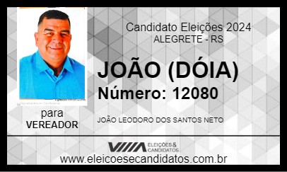 Candidato JOÃO (DÓIA) 2024 - ALEGRETE - Eleições