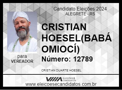 Candidato CRISTIAN HOESEL(BABÁ OMIOCÍ) 2024 - ALEGRETE - Eleições