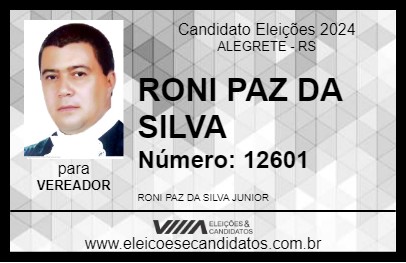 Candidato RONI PAZ DA SILVA  2024 - ALEGRETE - Eleições