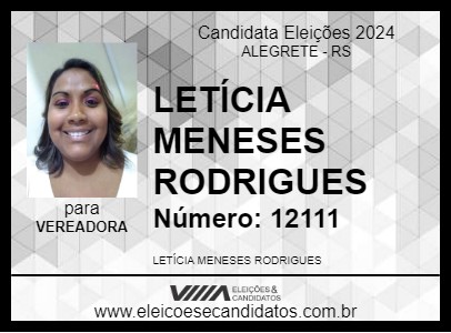 Candidato LETÍCIA MENESES RODRIGUES 2024 - ALEGRETE - Eleições