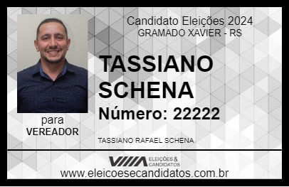 Candidato TASSIANO SCHENA 2024 - GRAMADO XAVIER - Eleições