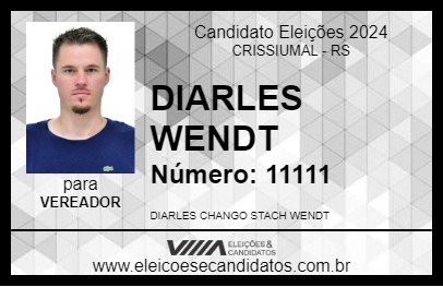 Candidato DIARLES WENDT 2024 - CRISSIUMAL - Eleições