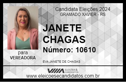 Candidato JANETE CHAGAS 2024 - GRAMADO XAVIER - Eleições