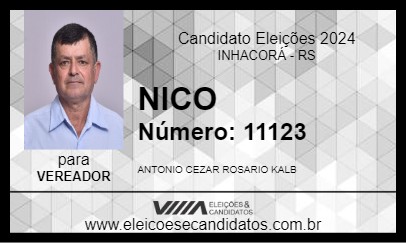 Candidato NICO 2024 - INHACORÁ - Eleições