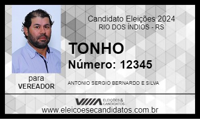 Candidato TONHO 2024 - RIO DOS ÍNDIOS - Eleições