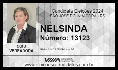 Candidato NELSINDA 2024 - SÃO JOSÉ DO INHACORÁ - Eleições