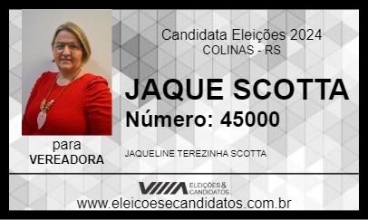 Candidato JAQUE SCOTTA 2024 - COLINAS - Eleições