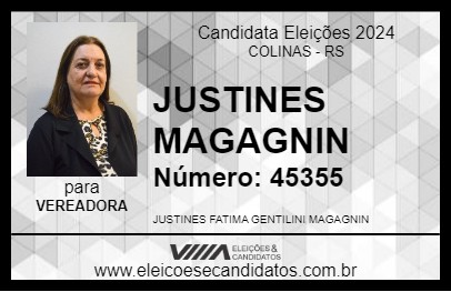 Candidato JUSTINES MAGAGNIN 2024 - COLINAS - Eleições