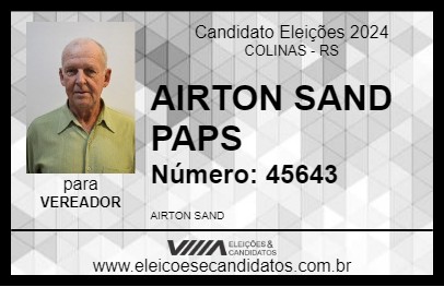 Candidato AIRTON SAND  PAPS 2024 - COLINAS - Eleições