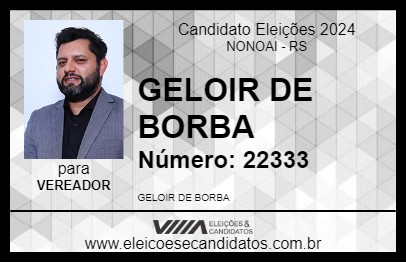 Candidato GELOIR DE BORBA 2024 - NONOAI - Eleições