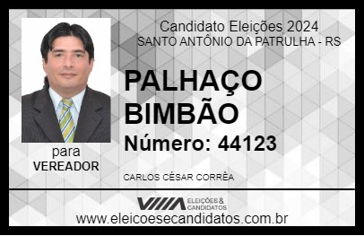 Candidato PALHAÇO BIMBÃO 2024 - SANTO ANTÔNIO DA PATRULHA - Eleições